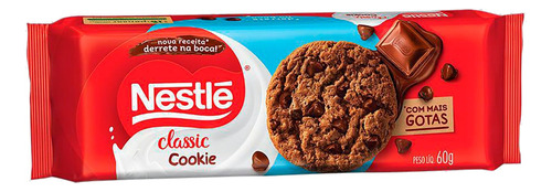 Biscoito Nestlé Classic de chocolate com gotas de chocolate ao leite 60 g