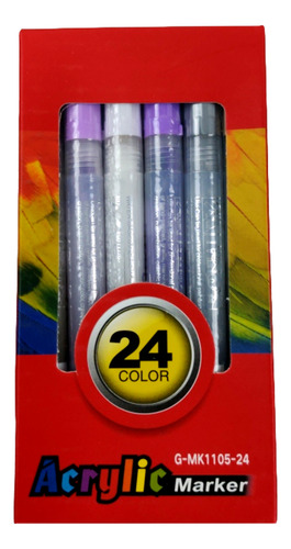 Pack 24 Plumón Marcador Acrílico Toda Superficie Fino 2mm