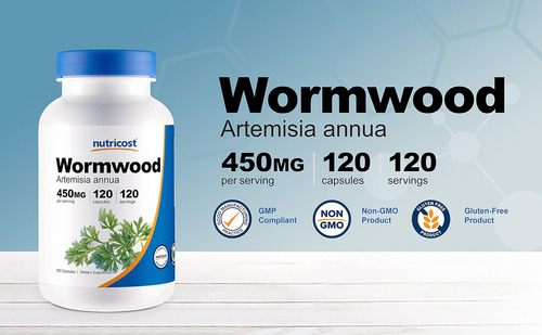Nutricost Absinto Cápsulas 450mg 120 Cápsulas - Cápsulas Veg