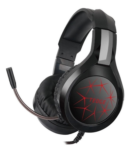 Imagen 1 de 6 de Audífono gamer Tedge GT-G10 negro con luz LED