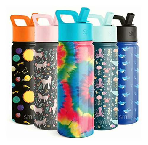Simple Modern Kids Water Bottle With Straw Insulated Color -tie-dye