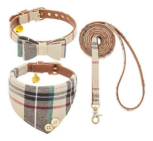 Conjunto Collar, Correa Y Accesorios Para Perro - Cuadros Cl