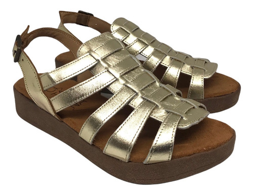 Sandalias Mujer Cuero Confort Panama Or Natshoes