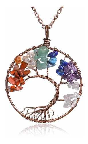 Collar Arbol De La Vida 7 Chakras Color Azul