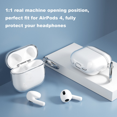 USTIYA Funda Para AirPods 4 Case Protectora Carcasa Color Transparente Negro/gris TPU Cover