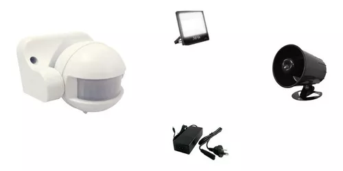 Alarma con sensor de movimiento, detector de movimiento PIR para interiores  con sirena, detector de movimiento de 125dB con control remoto (blanco)