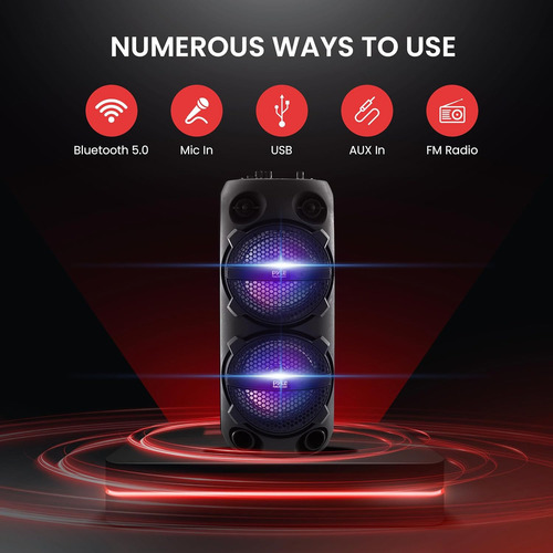 Pyle - Altavoz Bluetooth Pa Para Karaoke Y Diversión Sin Límites Con Luces Led