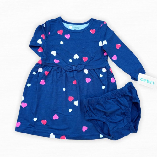 Vestido Bebe Niña Azul De Corazones Carters