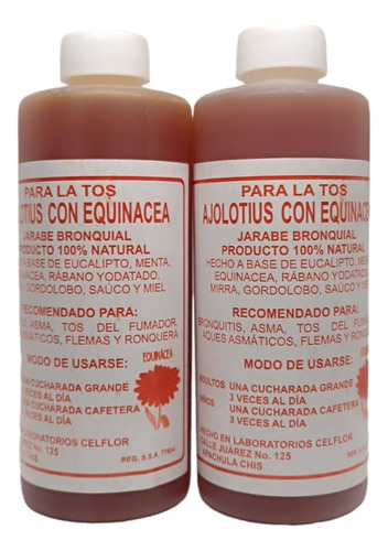 Jarabe Ajolotius Con Equinacea Artesanal 240ml (2 Piezas)