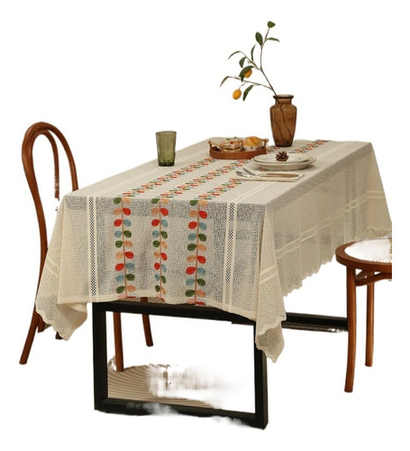 Mantel Rectangular De Lino Para Decoración Rústica
