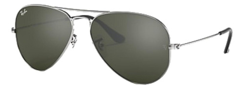 Anteojos de sol Ray-Ban Aviator Mirror Standard con marco de metal color polished silver, lente silver de cristal espejada, varilla polished silver de metal - RB3025