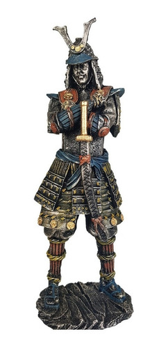 Samurai Japonês Grande Guerreiro Medieval Em Resina 41,5 Cm.