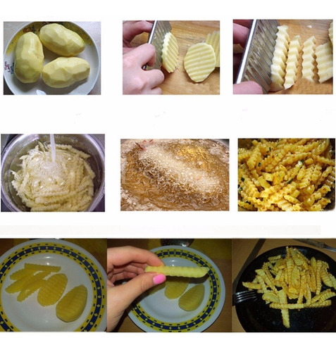 Imagen 2 de 4 de Cortador Ondulador Papas Fritas Vegetales Acero Inoxidable