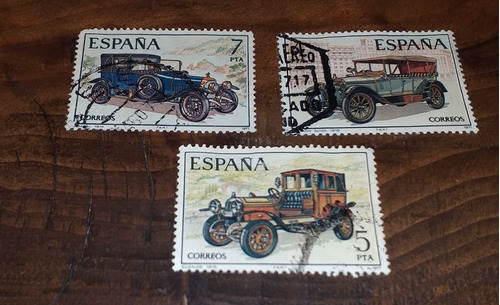 Lote 3 Estampillas España - Serie Autos Antiguos 1977