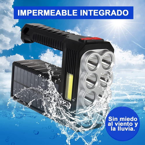 Lampara Táctica 15000 Lm 8led+cob Recargable Solar Usb