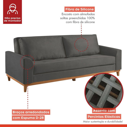 Sofá Cama Living Reclinável 223cm M157 Martins Wt