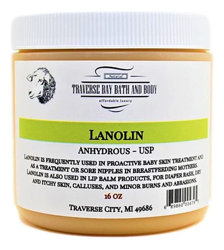 Traverse Bay Bath And Body -lanolina - Anhidro - Usp, 16 Onz