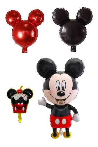 1 Globo Mickey Grande + 2 Mickey Lisos + 1 Cupcakes