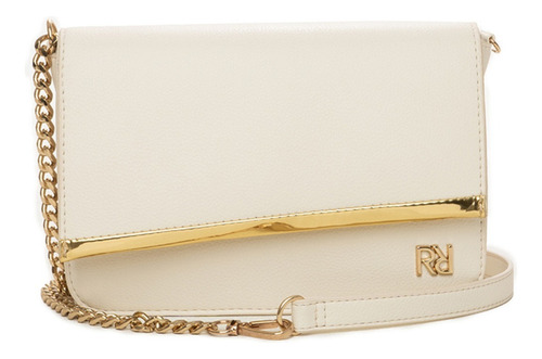 Cartera Bandolera Rafitthy Mujer C/correa De Cadena Acabado De Los Herrajes Oro Color Crema Correa De Hombro Cadena Dorada Diseño De La Tela Lisa