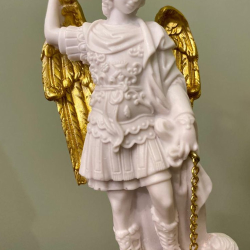 São Miguel Monte Gargano 12cm Pó De Mármore Área Externa