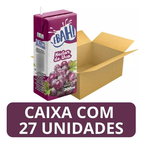 Caixa Com 27 Suco Néctar De Uva Ebah Caixinha 200ml