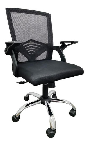 Imagen 1 de 1 de Silla para oficina escritorio ejecutiva respaldo con malla BJ Hogas  negra con tapizado de tela y mesh