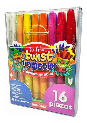 Crayones Giratorios Indra Tropicolor 16 Piezas