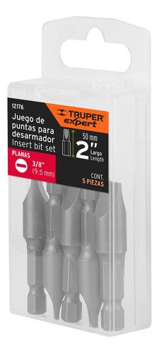 Puntas Planas 3/8´ Maquinado Zanco 1/4´ Acero S2 5pz 12176