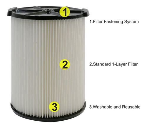 Filtro Para Aspiradora Ridgid Vf4000 Ultraflex De 5 A 16 Gal