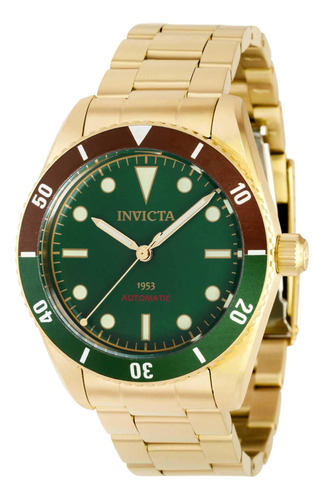 Invicta 40489 Pro Diver Para Hombre, Marrón, Bisel Verde, Au