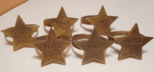 Imagen 2 de 6 de 6x Anillos Servilleteros Estrellas Bronce Premium