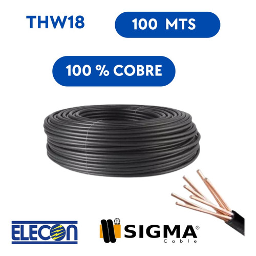 Cable Electrico Elecon Tf 18 Awg 100mts 100% Cobre 7 Hilos