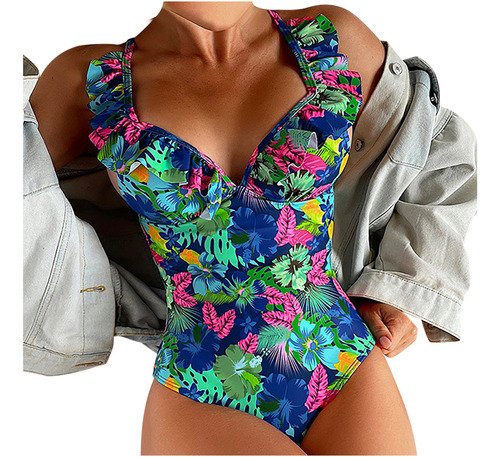 Conjunto De Bikini De Playa Con Estampado De Vendaje, Sujeta