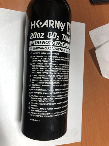Tanque De Marcadora Paintball Hk Army 20 Oz Gotcha (Usado)