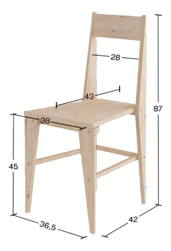Imagen 2 de 10 de Silla Para Comedor Madera 100% Maciza Pino Ref: Maciza502