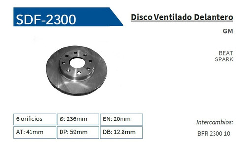 Disco Freno Chevrolet Gm Beat 2018 A 2019 L4 1.2 Lts Del