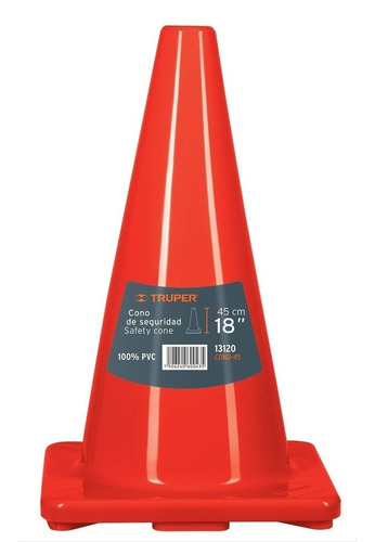 Cono Vial De Seguridad 45 Cm Altura Pvc Truper Cono-45 - Fc