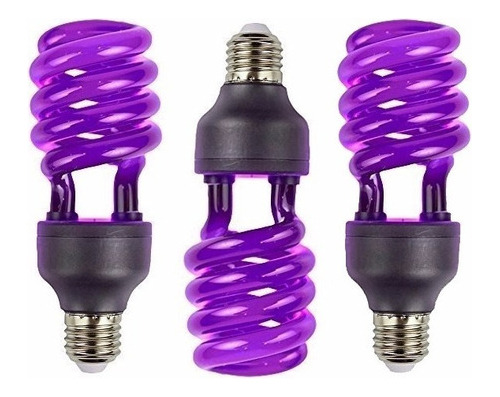 Pack 3 Ampolletas Uv Espiral E27 Luz Negra