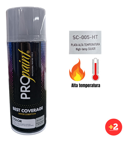 Pintura En Spray Plateado Alta Temperatura 400 Ml