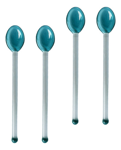 Cuchara De Postre De Mango Largo De Vidrio Transparente 4 Ud