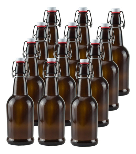 Botellas De Cerveza Ilyapa De Vidrio Ambar Con Tapa Abati...