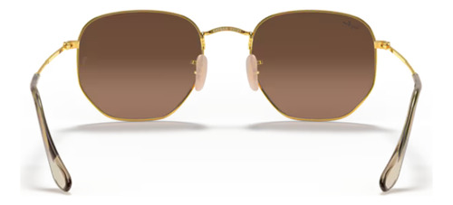 Óculos de sol Ray-Ban Round Hexagonal Flat Lenses tamanho Extra large armação polished gold y lente brown