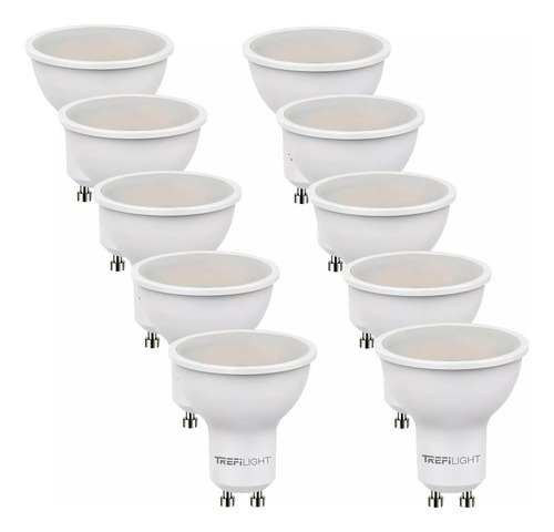 Pack X 10 Lamparas Dicroicas Led 7w Luz Neutra 110º 560lm Gu10 220v Color De La Luz Blanco Neutro Trefilight