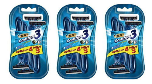 Aparato De Afeitar Bic Comfort 3 L4p3 Piel Normal - Kit 3un