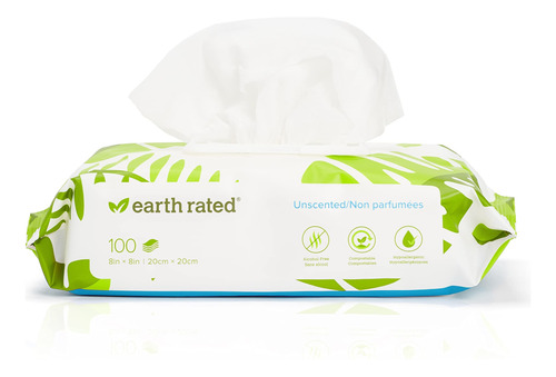 Earth Rated - Toallitas Hmedas Desodorizantes A Base De Plan