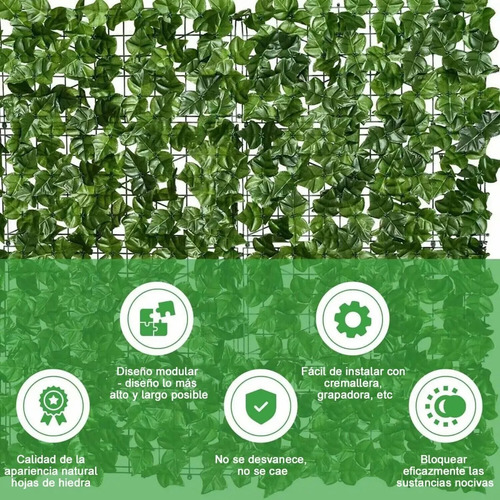 Paneles Valla Hojas Artificiales Refugio Jardín Terraza 1x3m Verde Musgo