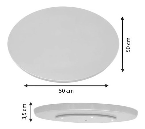Bandeja Ms Decor Giratória Para Mesa Redonda 50 Cm Branco