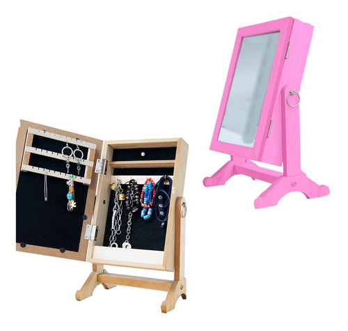 Espejo Portabijou Tono Rosado Organizador Caravanas Anillos