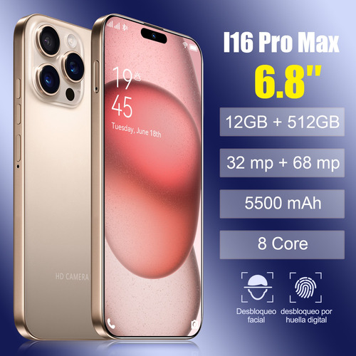I16 Pro Max Dual Sim 12gb Ram 512gb Rom 2025 Popular El Último Modelo Smartphone Android 14 Barato Desbloquea Celular Red 5g Wifi Memoria Expandible