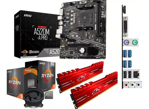 Kit De Actualización Gamer Ryzen 5 5600g, A520, 16gb Ddr4 Color Plateado